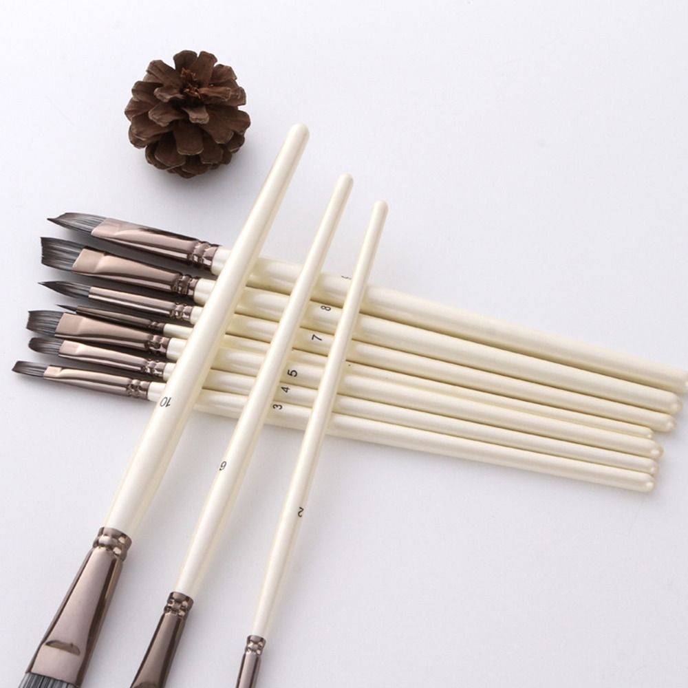 10Pcs/Set Nylon Paint Brushes Watercolor Miniature Art Drawing Kit  for Acrylic Oil Painting