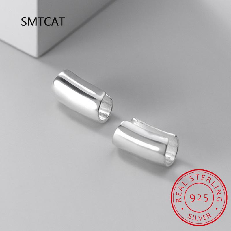 Real 925 Silver Smooth Surface Ear Cuff Clip on Earrings For Women Wedding Party Fine S925 Jewelry DA1794