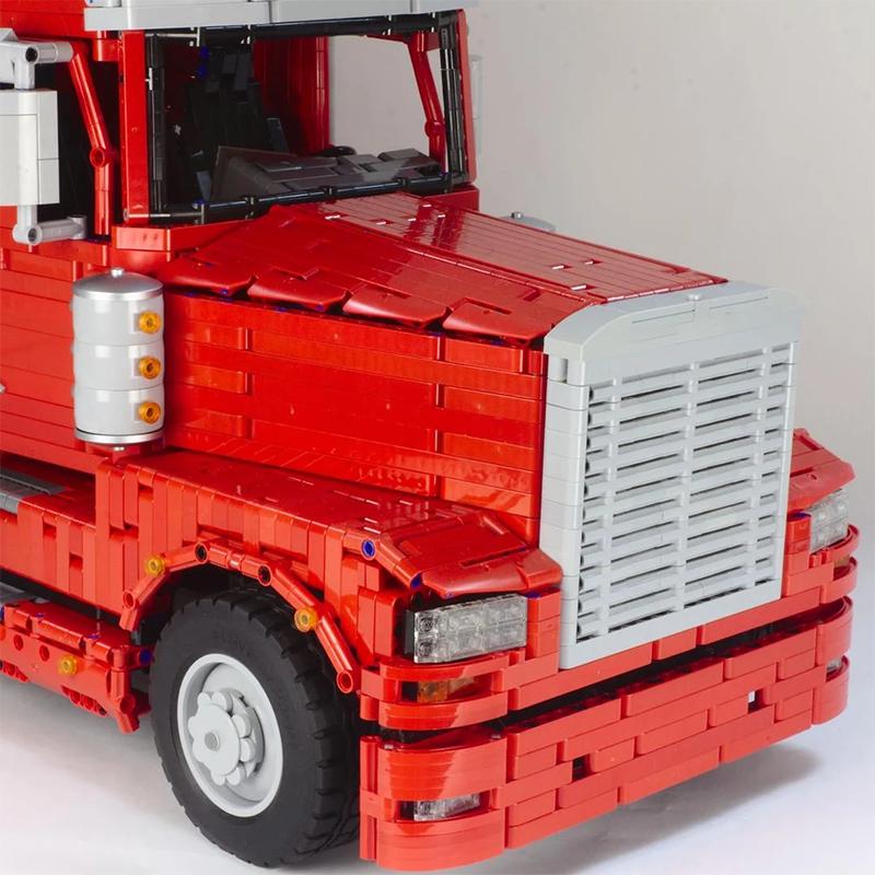 New US Semi Truck Head Model Trailer City Engineering Vehicle Container Truck Children's Toy Technology Building Blocks