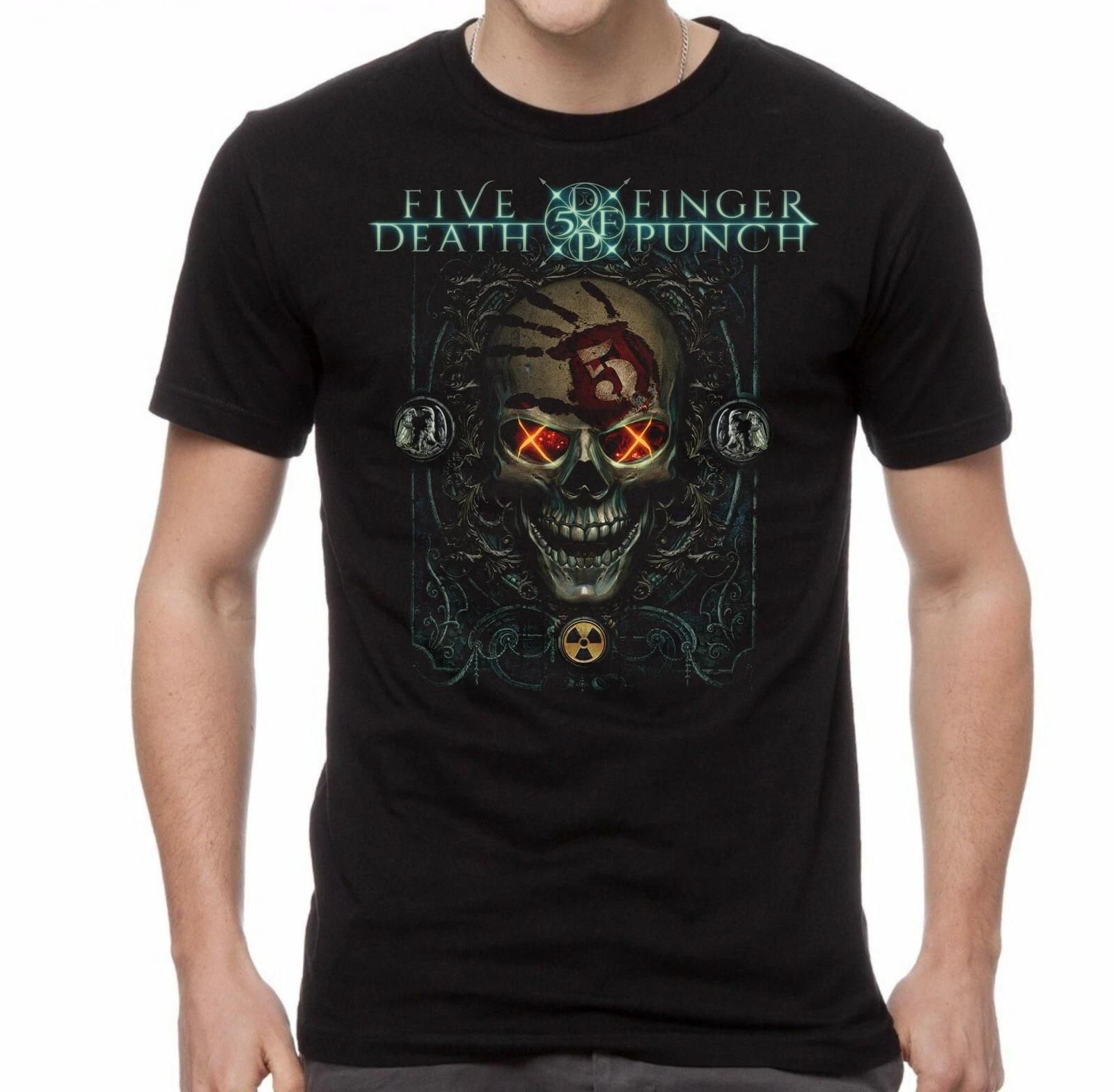 FIVE FINGER DEATH PUNCH cd lgo IRON SKULL Glow Eyes Official SHIRT LRG new XL