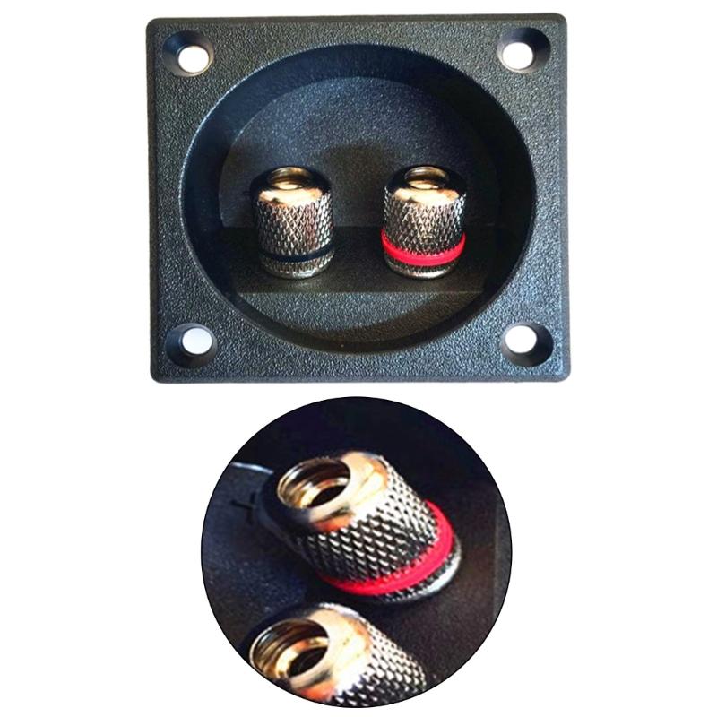 Silver Coppers Speaker Terminals Connectors Square Box with 2 Banana Gildeds Subwoofer Stereoes Plug Spring Cup Connection