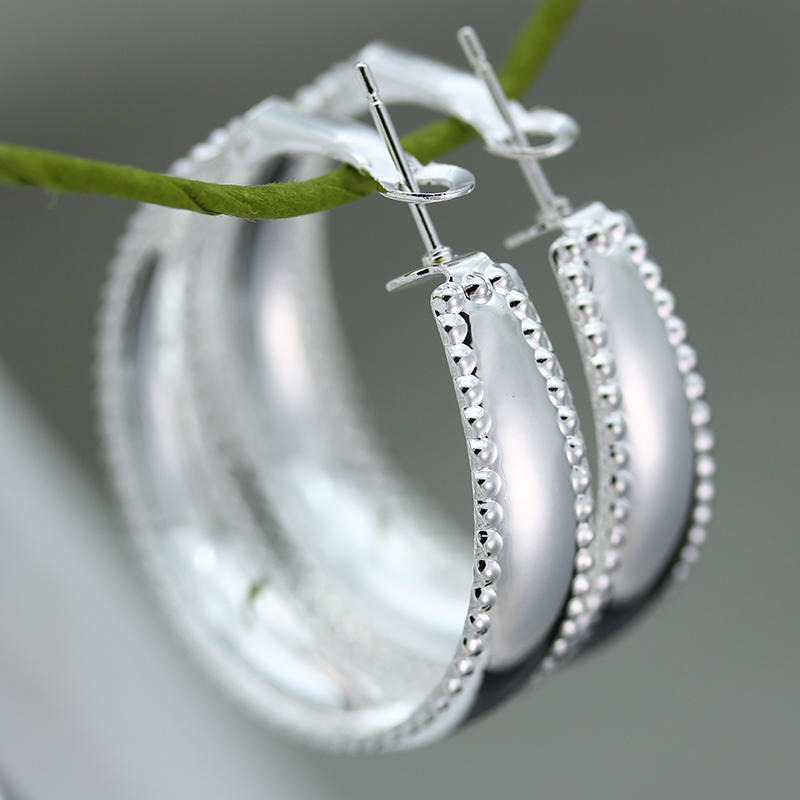 

Женские серебряные геометрические большие круглые серьги-кольца с геометрическим дизайном для свадебных украшений