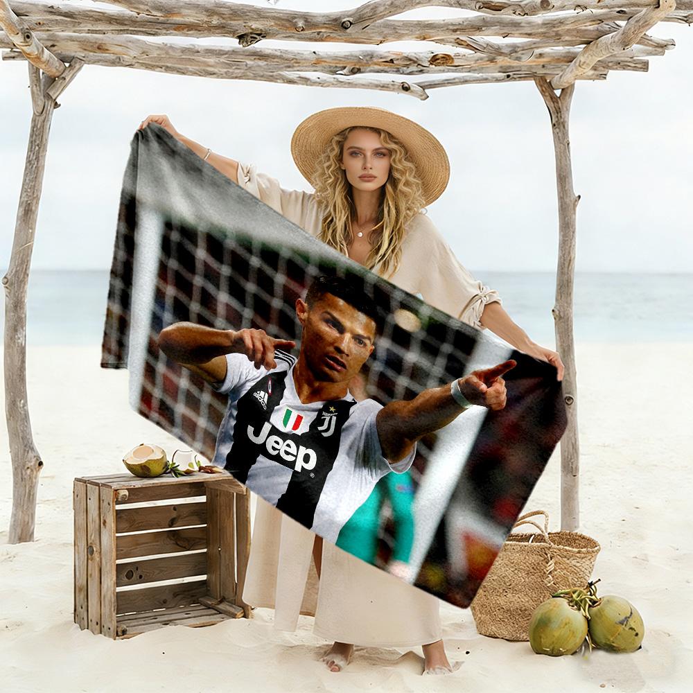 Ronaldo Celebrates Goal Beach Towel Super Soft & Absorbent Comfortable Lightweight Suitable for Swimming, Gym, Camping, Yoga Vacation
