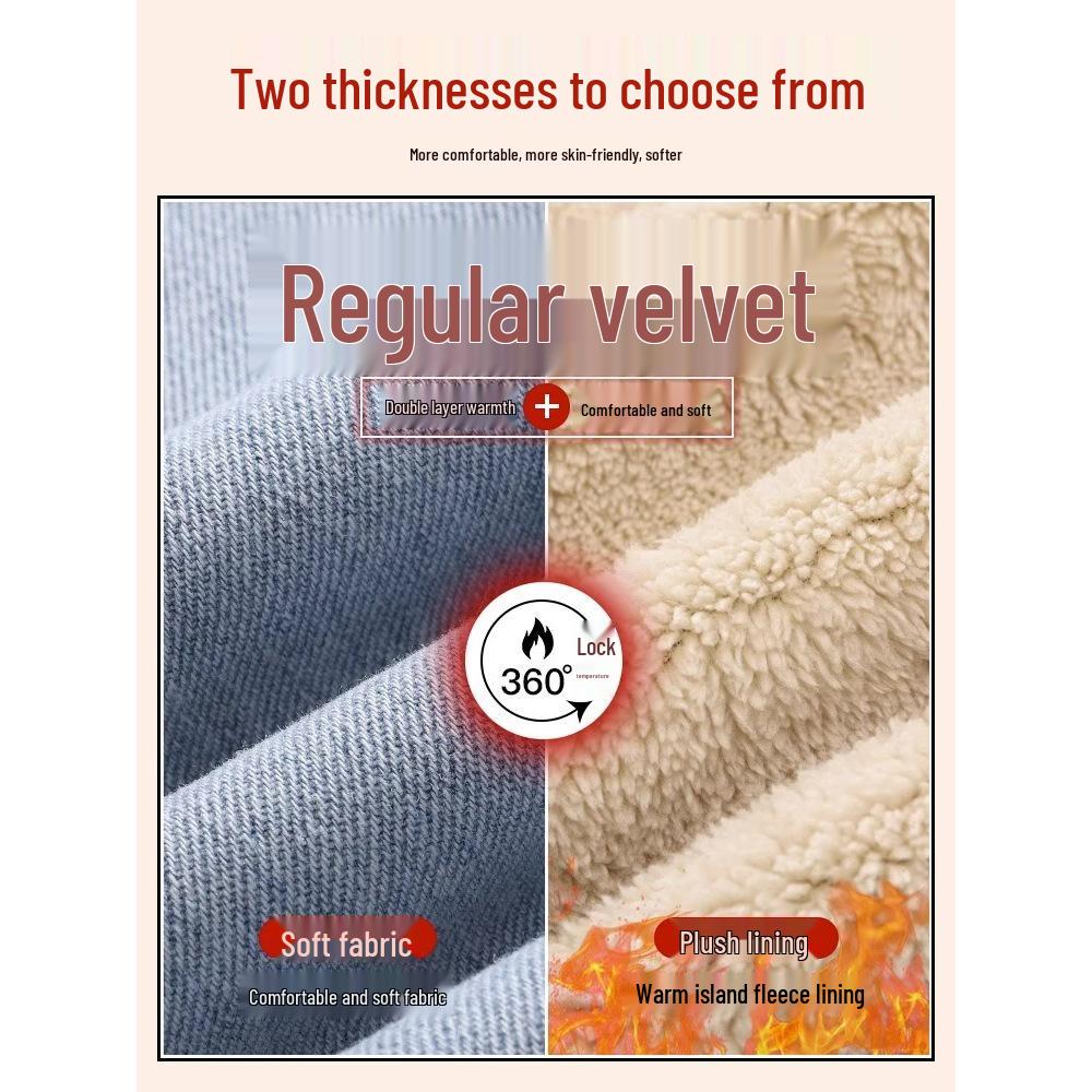 Women's Fleece-lined Straight-Leg Jeans, Petite Wide-Leg, Elastic Waist, Cotton, 2025 New Winter Style, Ideal for Autumn and Winter