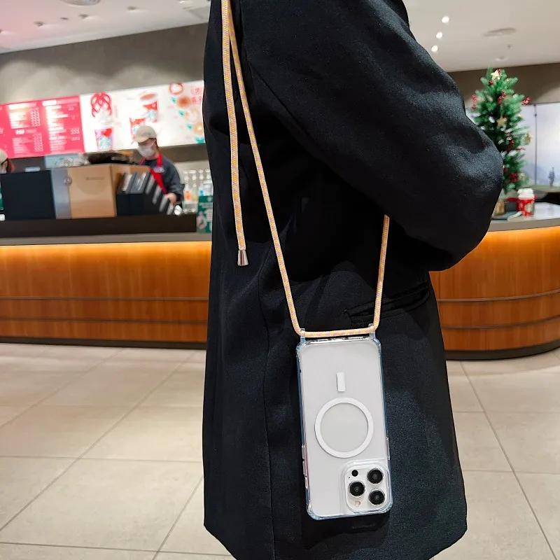Crossbody Necklace Strap Lanyard Cord Soft Silicone Case For iPhone 16 15 14 13 12 11 Pro Max 15 Plus X XR XS Max Four Hang Hole Shoulder Strap Cover