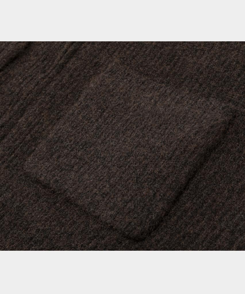 LETTERCOMO High-Neck Kato Wool Knit Zip-Up Brown