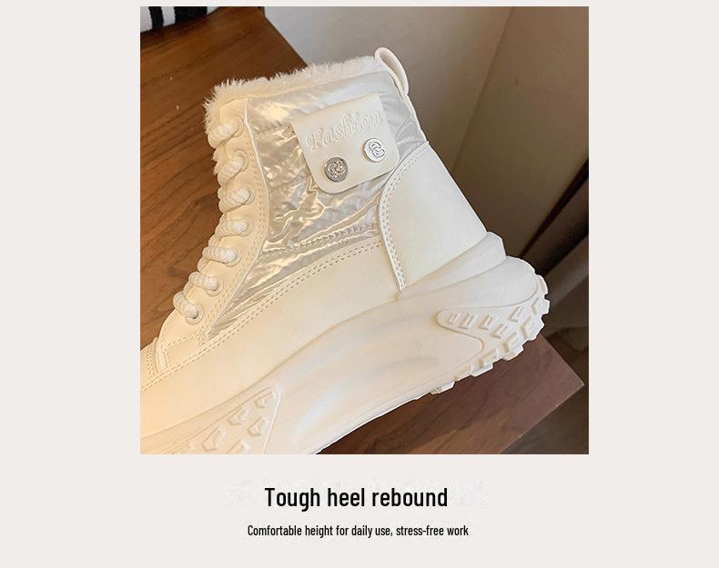 2024 Women's Plus Velvet High-Top Snow Boots: Korean Casual Warm Thick-Soled Cotton Shoes, Style P6011