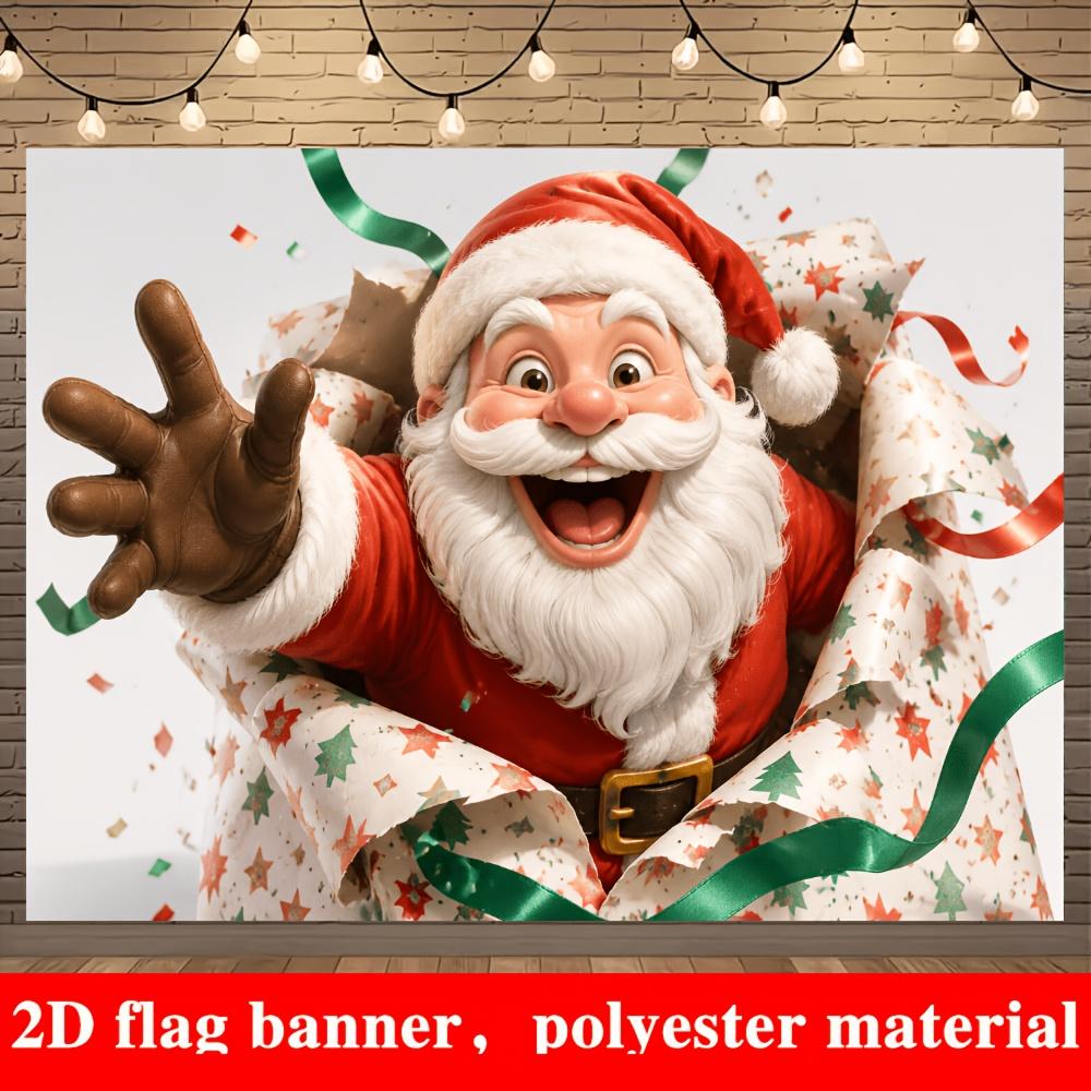 1Pcs Cheerful Santa Claus Decoration Background Winter Backdrop Decorations For Photo Studio Photo Booth Christmas Party