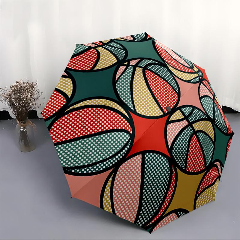 1pc Basketball PatternAutomatic Open/close Umbrella, 8-Rib Sturdy Structure, Portable Travel Umbrella, Parties, Everyday Usec07