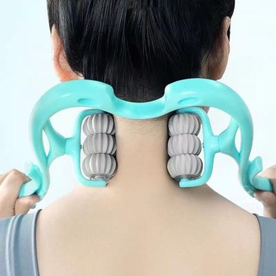 Multifunctional Six-wheel Rolling Cervical Vertebra Massager, Manual Neck Kneading Artifact, Holding Household Roller for Dredgi