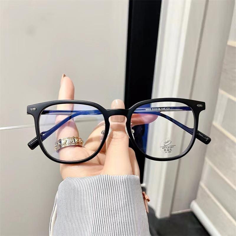 Olive green cold brown glasses myopic women can be equipped with astigmatism degree ultra-light plain large frame anti-blue light eye frame