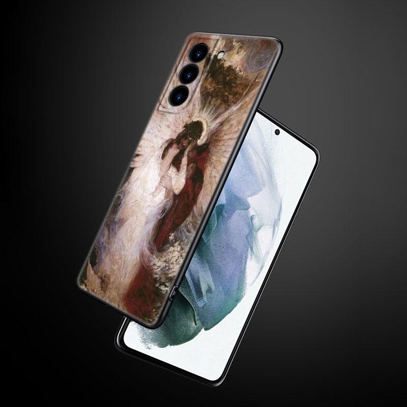 Pouzdro na telefon s renesanční uměleckou malbou pro Samsung Galaxy S22 Pro S21 S20 Ultra FE S10 Lite 5G S10E S9 S8 Plus Měkký TPU Černý kryt