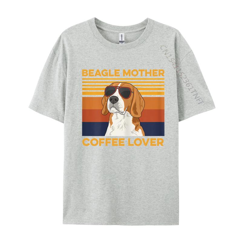 Mens TShirt Beagle Mother Coffee Lover Tee Shirt Arts Retro Cotton Clothes Graphic T Shirts 100 Cotton