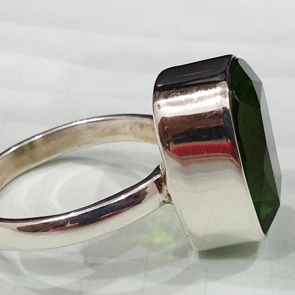 Natural Green Peridot 925 Sterling Silver Ring Jewelry, Handmade August Birthstone Ring Jewelry