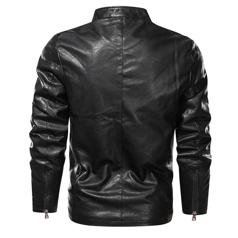 Fleece Thickened Leather Jacket Men's Slim Spring and Autumn High-end Handsome Pu Leather Jacket Top
