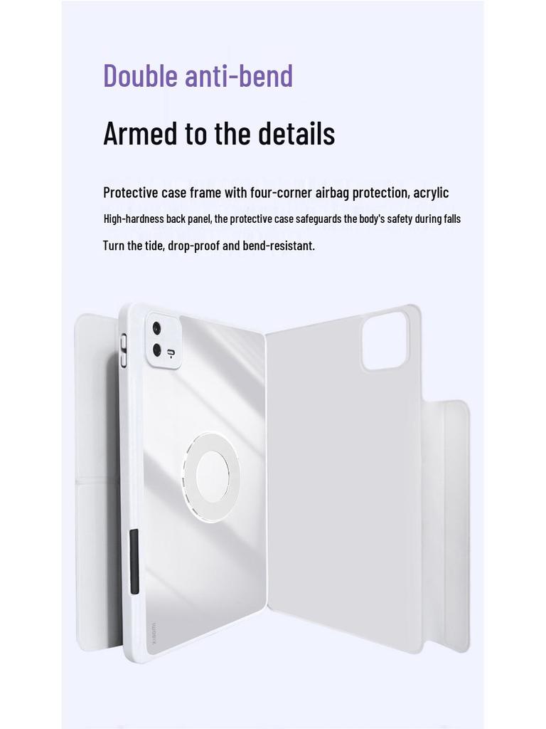 Xiaomi 7sPro Tablet Case: Magnetic 3+Y Fold, 6S Rotating, 56Pro Detachable, 12.5 Drop-Proof, Fits 14".