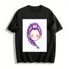 Cute Purple Braided Girl Print T-Shirt Unisex Loose Casual Crew Neck Short Sleeve Top Pure Cotton T-shirt