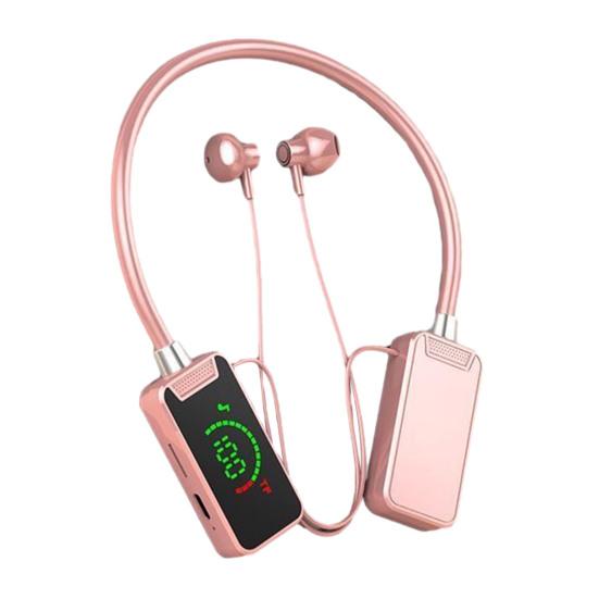 Wireless Earphone Bluetooth-compatible Hanging Neck Headset LED Display Waterproof Wireless Neckband Headphone