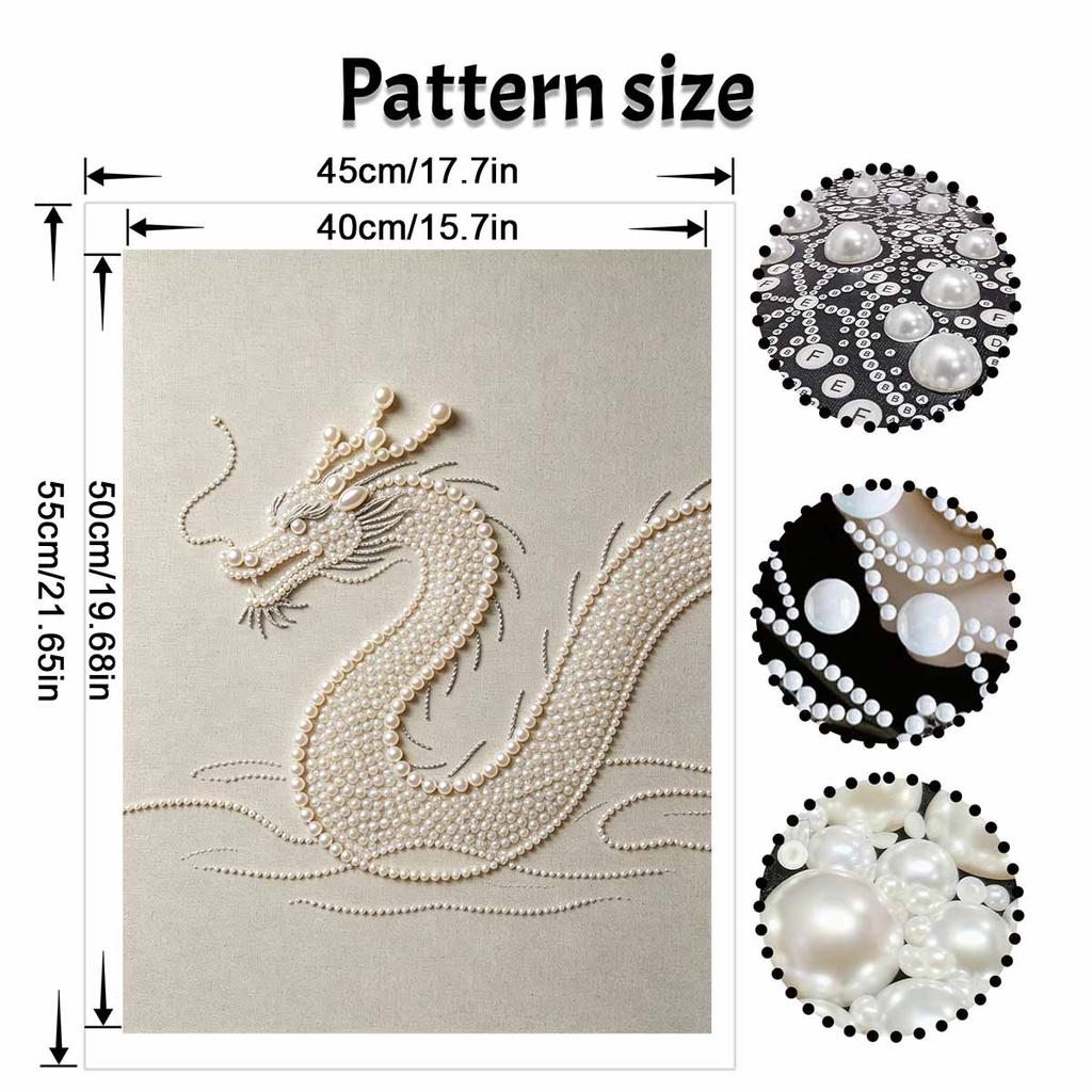 DIY Pearl Diamond Art Painting Kits for Adults and Beginners, Majestic Dragon Sparkling Painting Craft Home Wall Decor Handmade Gift
