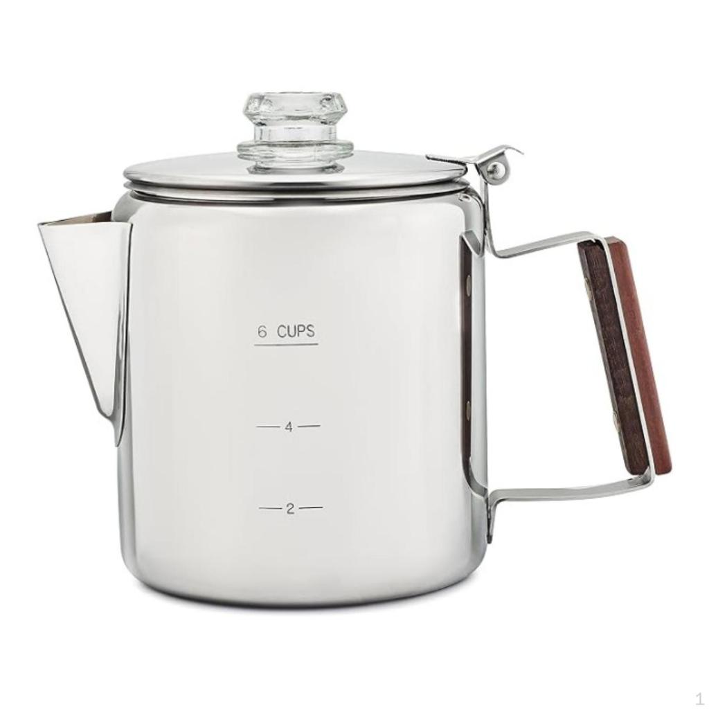 Coffee Pot with WoodLook Handle HeatInsulating Stainless Steel Portable for Camping,