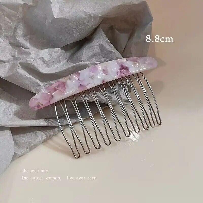 Exquisite Acetate Print Checkered Hair Comb Hairpin Vintage Side Hair Clip Hairgrip Fashion Hair Accessories For Women Headdress