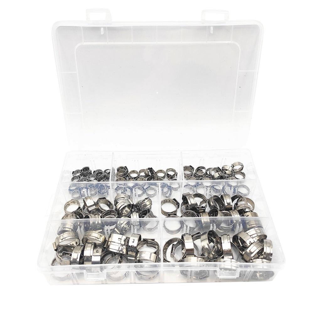 

130pcs Stainless Steel Single Ear Hose Clamp Set For Automotive, Plumbing And Industrial Pipes Fastening Applications China Mainland