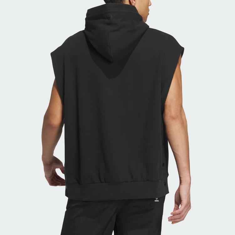 Adidas Originals Wing Chun Series Solid Color Logo Sports Loose Hooded Vest Unisex Vests Black IZ1533