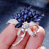 Korean Crystal Brooch for Women - Blue Cardigan Sweater Coat Pin & Fashion Corsage Accessory