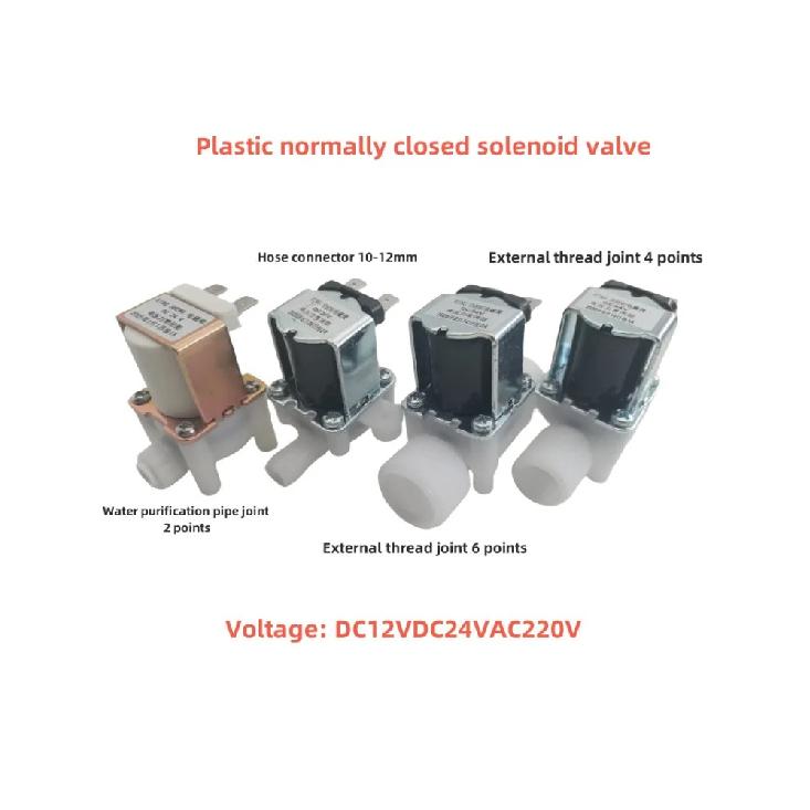 Plastic Normally Closed Solenoid Valve DC/AC Inlet Valve 4/6 External Thread Hose 2/clean Water Control Valve