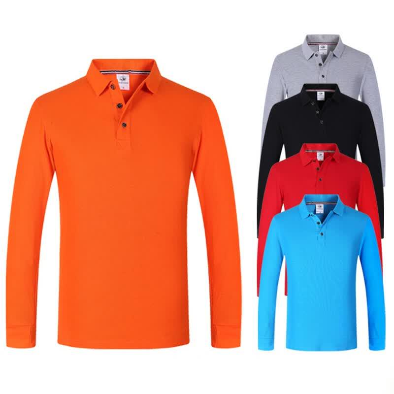 Huisiyuan Men s Thickened Relaxed Fit Long Sleeve Polo Shirt L