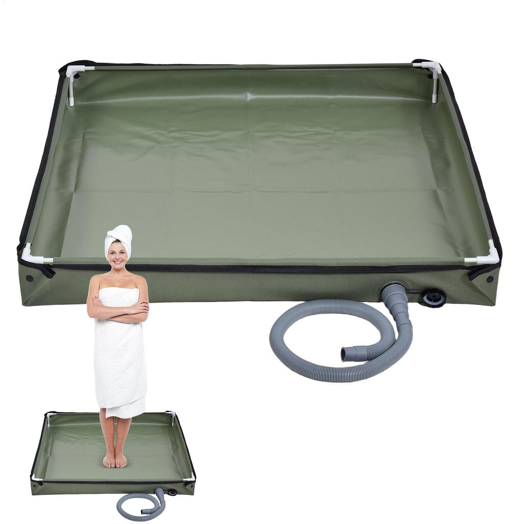 Portable Shower Pan Foldable Shower Base with Drain Hose Outdoor Tent Shower Tray for RV Outdoor Camping Shower Beach Pet Bath
