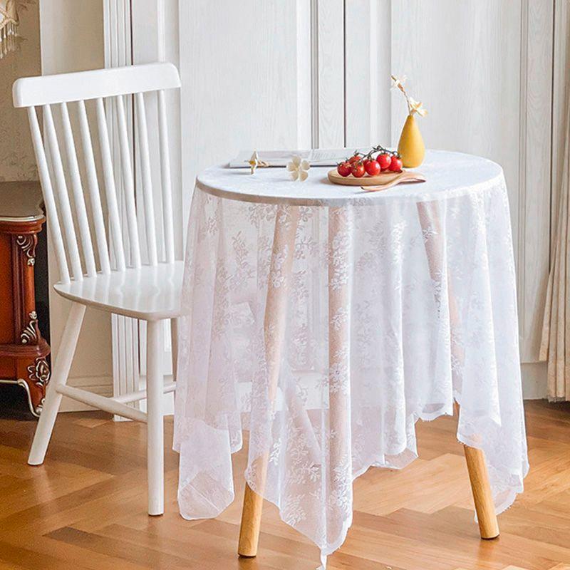 

White Lace Tablecloth French Gentle Home Decorative Cloth Picnic Blanket Cover Cloth Photograph Background Cloth Shooting Props White 100*145cm