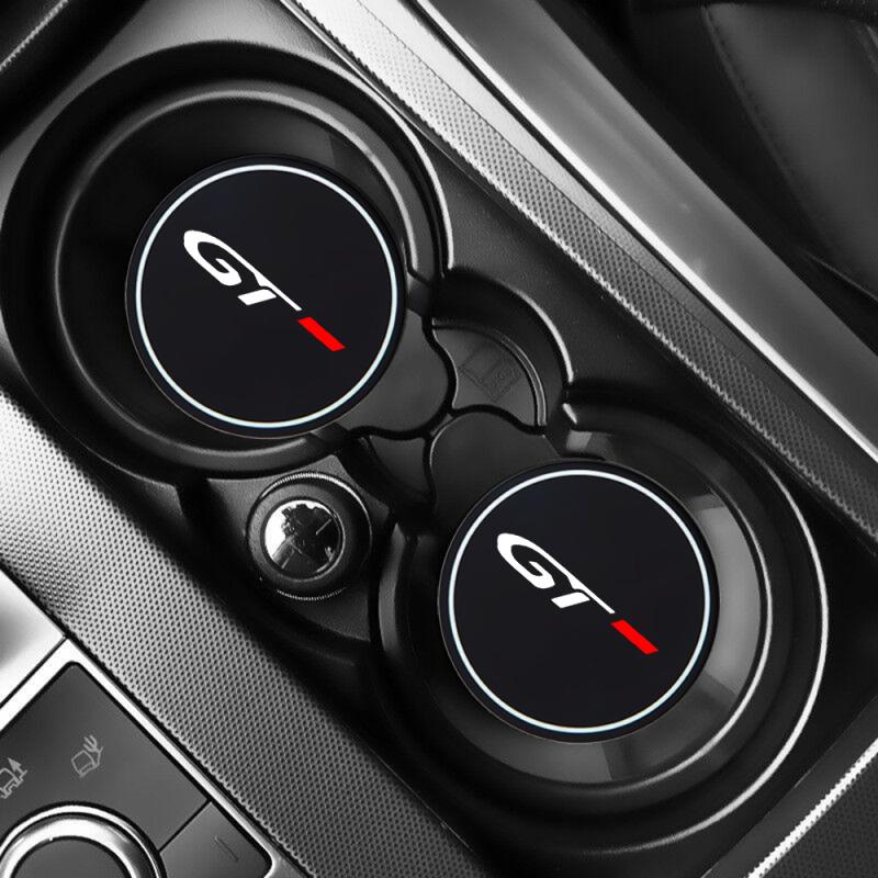 

2 шт. автомобильные подставки для чашек с отделениями для воды, нескользящий коврик, водонепроницаемый коврик для чашки с водой, коврик для напитков GT Line GTI 206 207 307 308 408