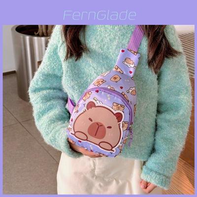 Cartoon Kids Crossbody Bag Ultra Lightweight Nylon Sling Pouch For Outdoor Activities And Daily Use