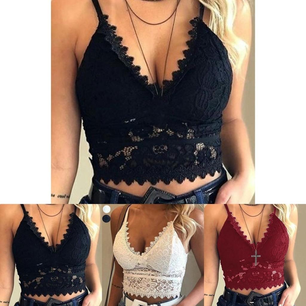 Elegant Lace Women's Bralette Cami Top With Sexy V-neck And Spaghetti Straps