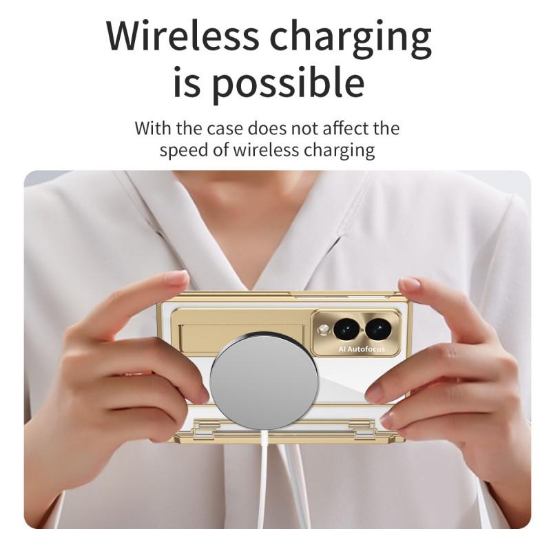 Galaxy Z Fold8 Ultra Protective Case With Full Coverage Electroplated Transparent Shell Integrated Kickstand