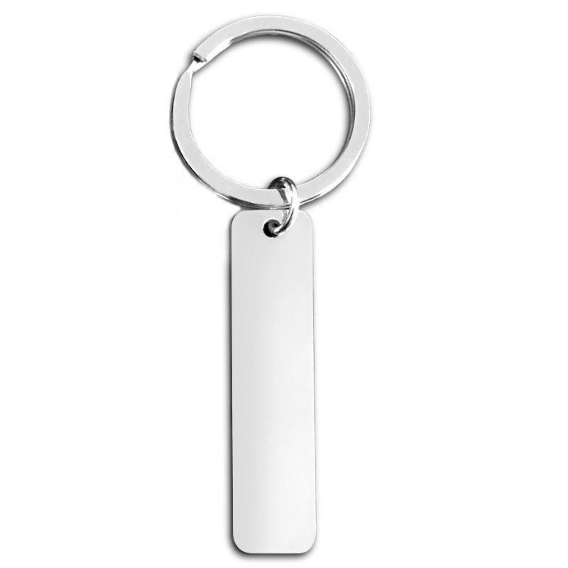 Stainless Steel Rectangle Pendant Keychain - Engraved Logo Holiday Gift