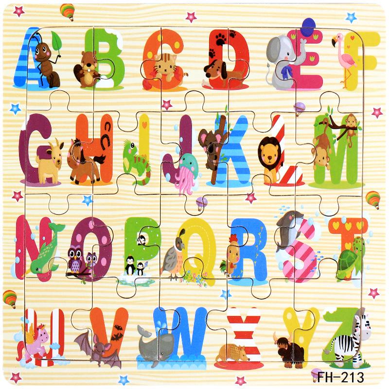 20-Piece Wooden Kids' Puzzle Board - Cartoon Animals