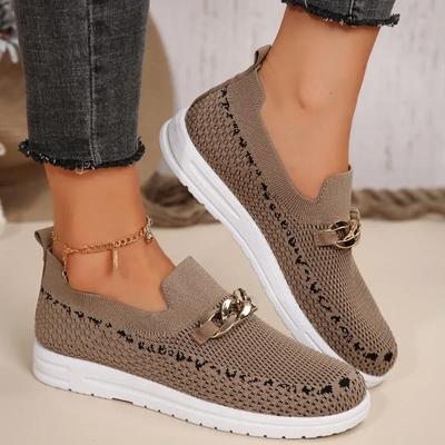 Women's Shoes 2024 Slip-on Women's Vulcanize Shoes Fashion Metal Decoration Ladies Casual Shoes New Plus Size Mesh Sneakers