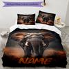3pcs Custom Name Elephant Bedding Set Duvet Cover Closure Includes 1 Duvet Cover & 2 Pillowcases, Soft and Comfortable for All Seasons.