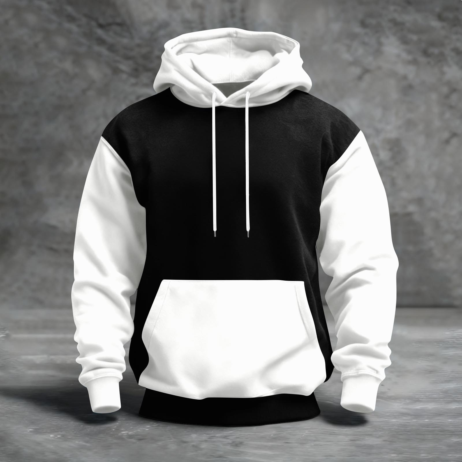 Choose one Heren Color Blocked Hoodie Met Zakken Casual En Comfortabel M wit