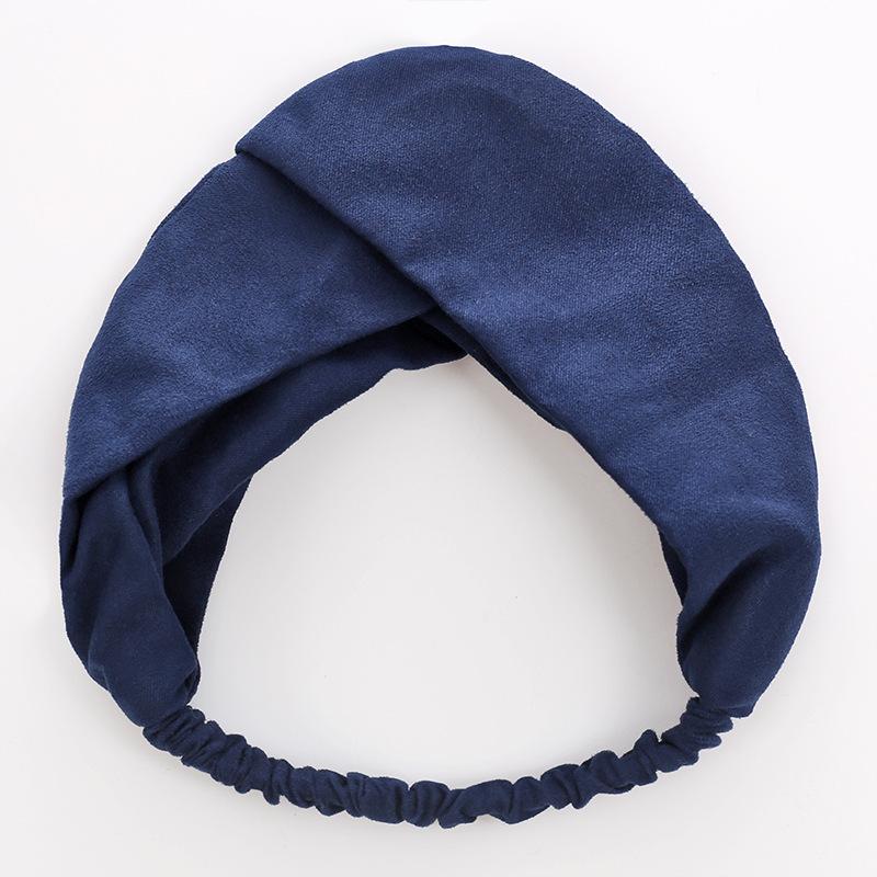 

Вязаная повязка для волос в стиле ретро, ​​женская повязка на голову, корейская спортивная однотонная замшевая повязка для макияжа с перекрестной тканью, замшевая повязка для волос LXY синий