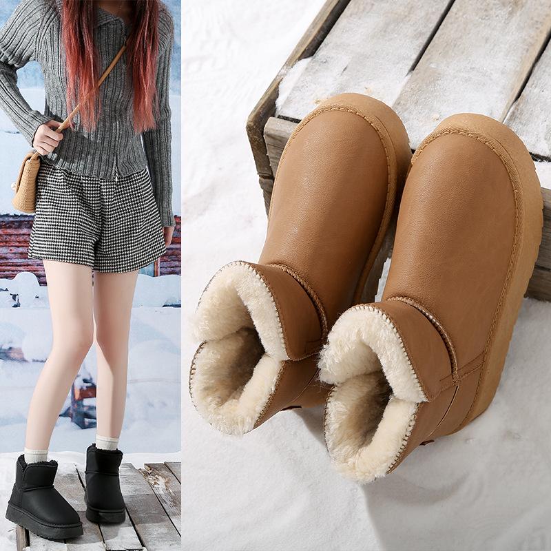 25 snow boots women's winter velvet thickened warm cotton shoes soft sole non-slip thick sole short boots Northeast cotton boots