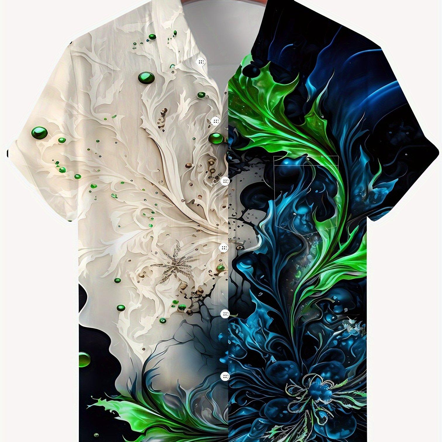 

Men s Hawaiian style 3D gradient printed short sleeved shirt 5XL