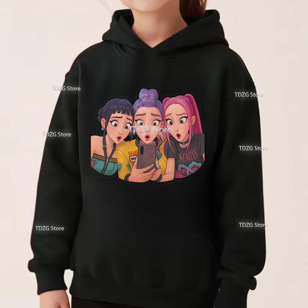 Autumn KPop Devil Hunter Fashion Girl Group Printed Children's Long Sleeved Clothing Boys and Girls Casual Sports Hoodies