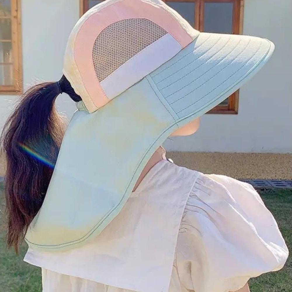 Neck Flap Wide Brim Beach Hats Polyester Outdoor Sun Cap New Bucket Hat  for Boys Girls