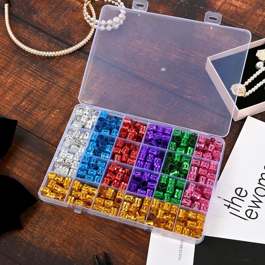 400pcs Hair Jewelry for Braids, Dreadlocks, Beads, Cuffs, Rings & Clips - Colorful Aluminum, Adjustable Metal Hair Accessories for Women & Girls