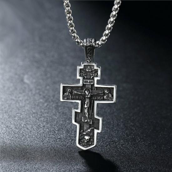 Cool Mens Gold Plated Jesus Crucifix Cross Pendant Necklace For Men Stainless