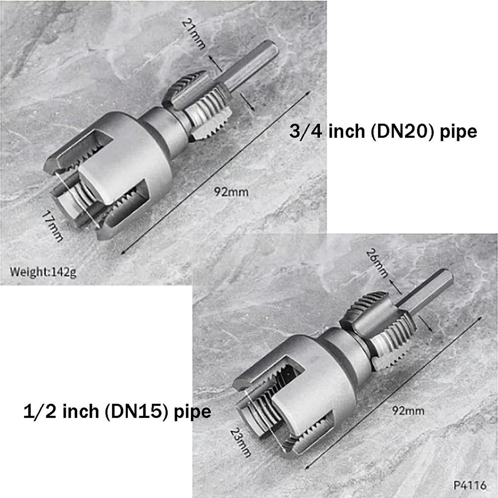 Integrated Internal & External Pipe Threading Tool PVC Pipe Threader Kit PPR Water Pipe Opener Tap for Electric Drill