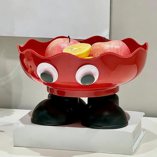 Cartoon Fruit Plate Large Capacity Wide Mouth Fruit Bowl Multi-Functional Decorative Snack Tray for Home Living Room